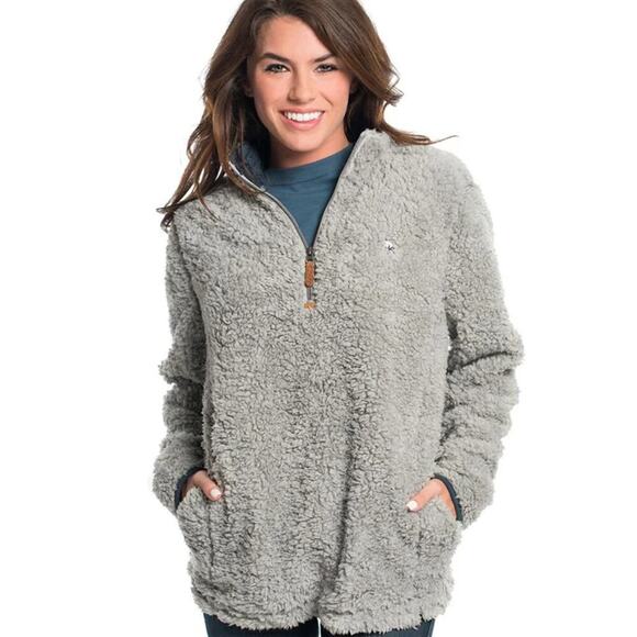 The Southern Shirt Co. Sherpa Fuzzy Fleece Gray 1/2 Zip Pullover Sweater Size S - Picture 8 of 8